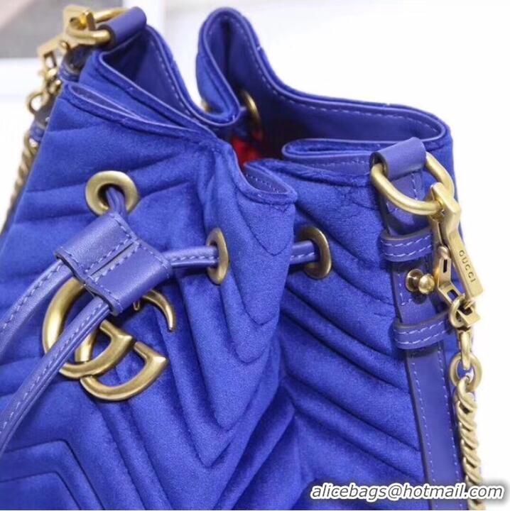 Discount Gucci Ophidia GG bucket bag velvet 525081 Blue