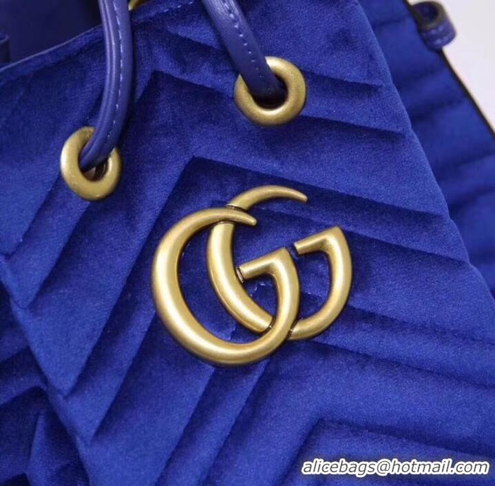 Discount Gucci Ophidia GG bucket bag velvet 525081 Blue