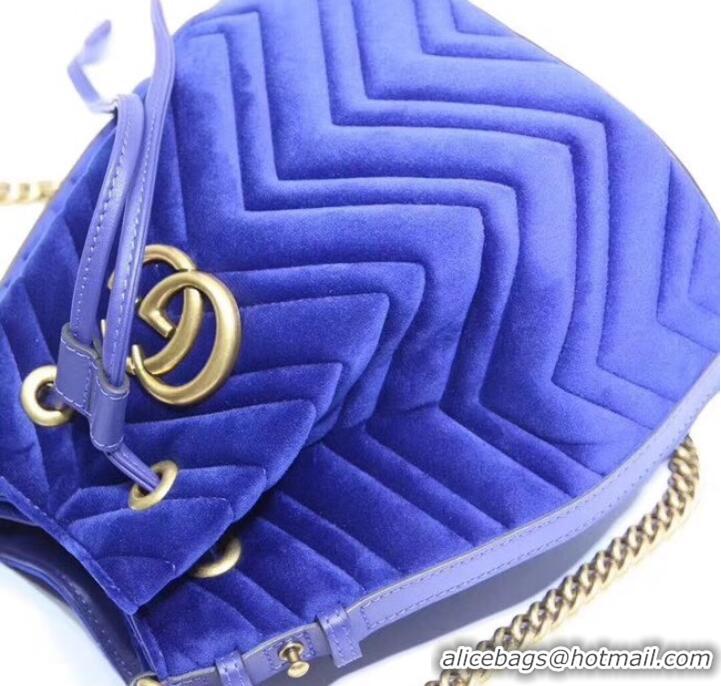 Discount Gucci Ophidia GG bucket bag velvet 525081 Blue