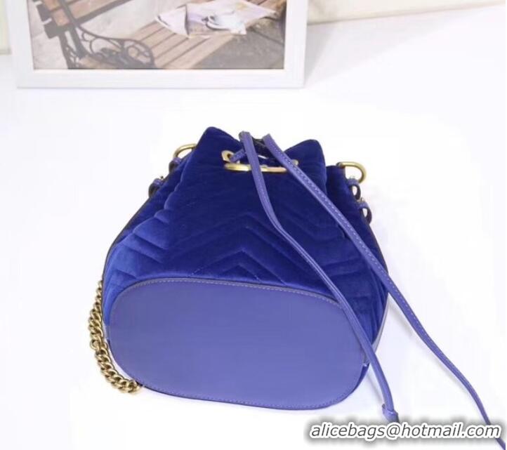 Discount Gucci Ophidia GG bucket bag velvet 525081 Blue