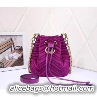 Top Grade Gucci Ophidia GG bucket bag velvet 525081 Fuchsia