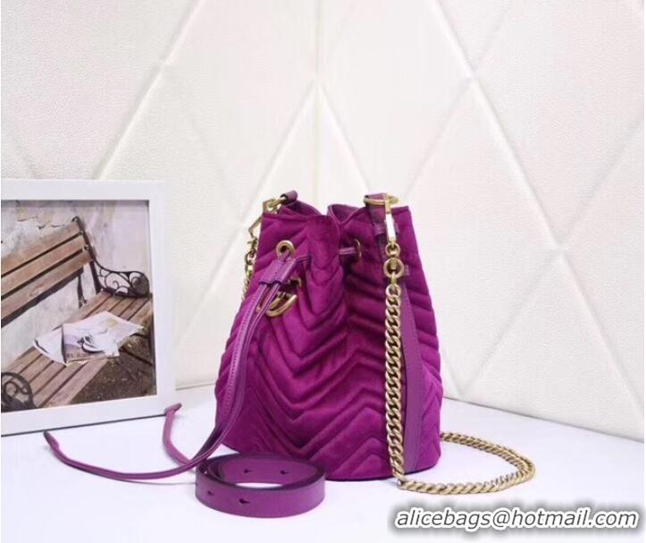 Top Grade Gucci Ophidia GG bucket bag velvet 525081 Fuchsia