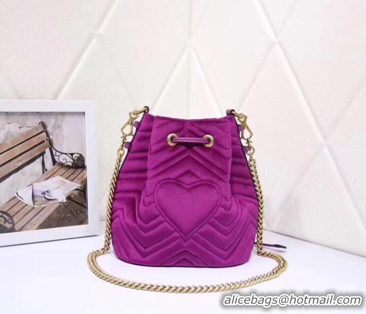 Top Grade Gucci Ophidia GG bucket bag velvet 525081 Fuchsia