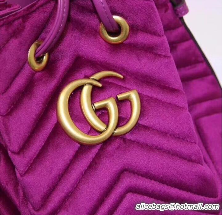 Top Grade Gucci Ophidia GG bucket bag velvet 525081 Fuchsia