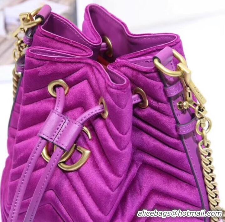 Top Grade Gucci Ophidia GG bucket bag velvet 525081 Fuchsia