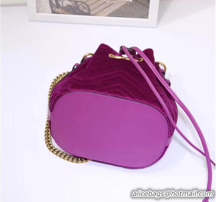 Top Grade Gucci Ophidia GG bucket bag velvet 525081 Fuchsia