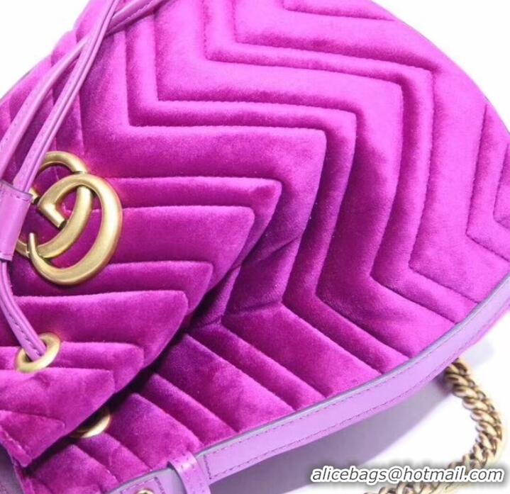 Top Grade Gucci Ophidia GG bucket bag velvet 525081 Fuchsia