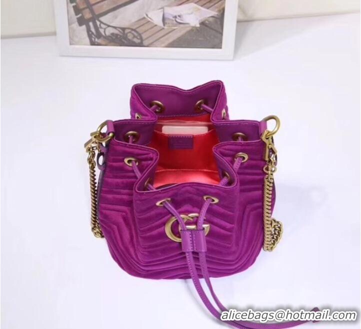 Top Grade Gucci Ophidia GG bucket bag velvet 525081 Fuchsia