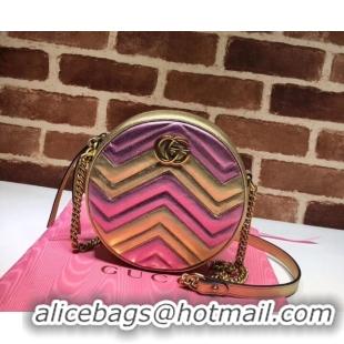 Durable Gucci GG Marmont mini round shoulder bag 550154 Pink&Gold