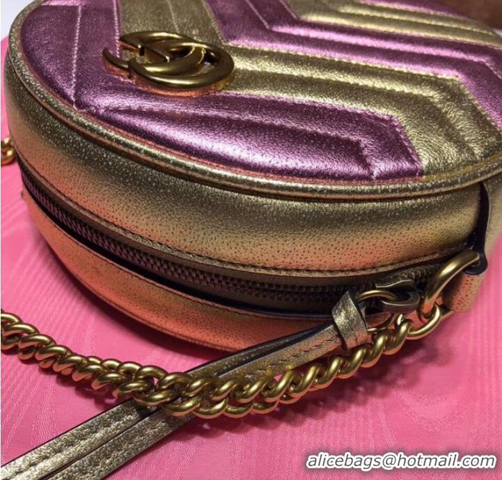 Durable Gucci GG Marmont mini round shoulder bag 550154 Pink&Gold