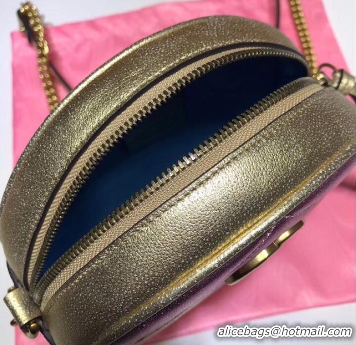 Durable Gucci GG Marmont mini round shoulder bag 550154 Pink&Gold