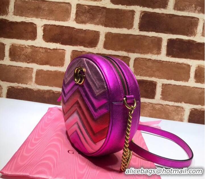 1:1 aaaaa Gucci GG Marmont mini round shoulder bag 550154 Fuchsia&red& pink