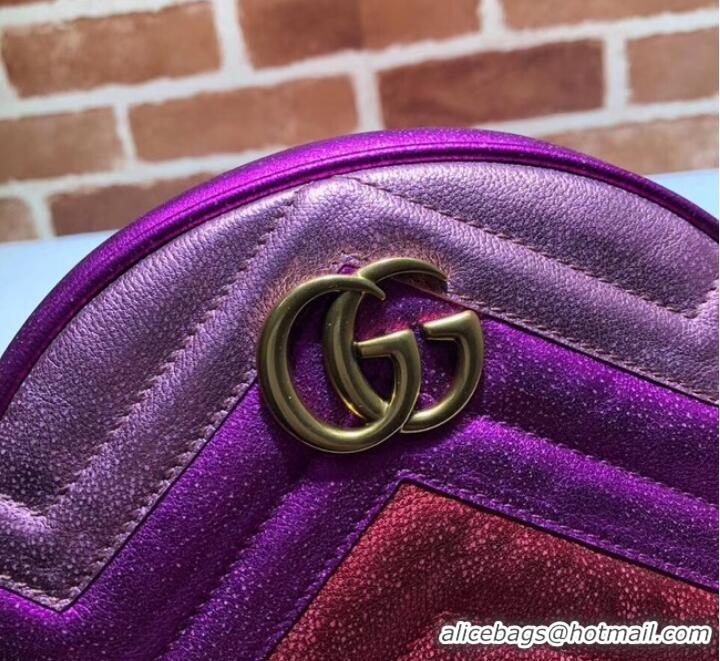 1:1 aaaaa Gucci GG Marmont mini round shoulder bag 550154 Fuchsia&red& pink