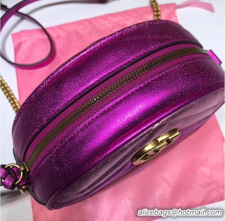 1:1 aaaaa Gucci GG Marmont mini round shoulder bag 550154 Fuchsia&red& pink