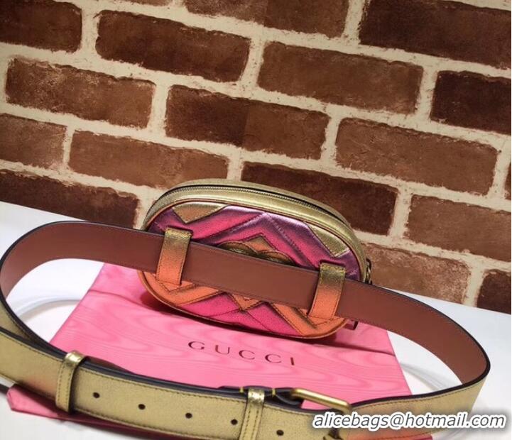 1:1 Gucci GG Marmont matelasse leather belt bag 476434 Pink&gold