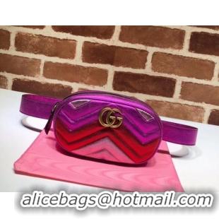 Perfect Gucci GG Marmont matelasse leather belt bag 476434 Fuchsia&red& pink