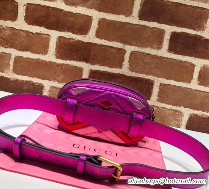 Perfect Gucci GG Marmont matelasse leather belt bag 476434 Fuchsia&red& pink