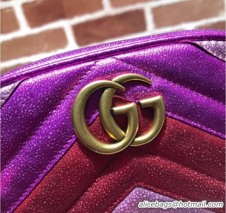 Perfect Gucci GG Marmont matelasse leather belt bag 476434 Fuchsia&red& pink