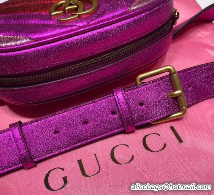 Perfect Gucci GG Marmont matelasse leather belt bag 476434 Fuchsia&red& pink