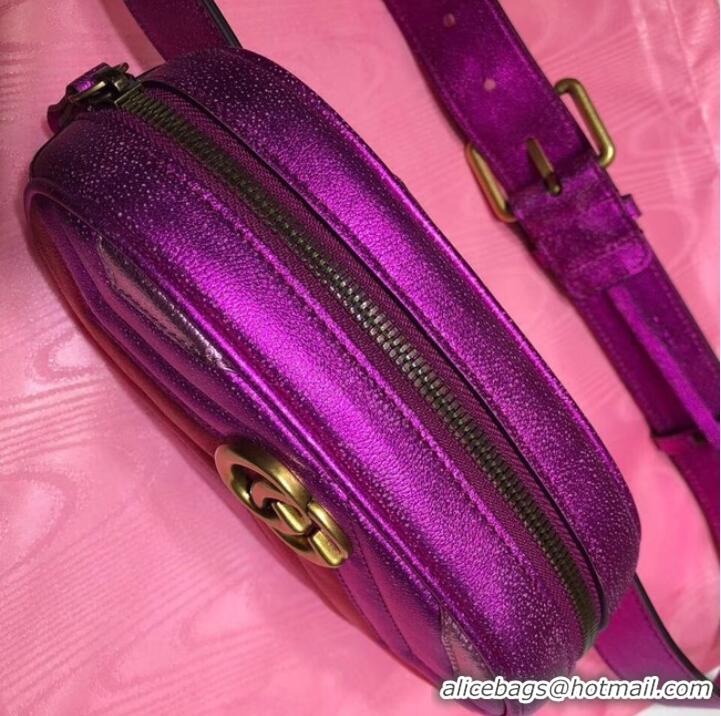 Perfect Gucci GG Marmont matelasse leather belt bag 476434 Fuchsia&red& pink