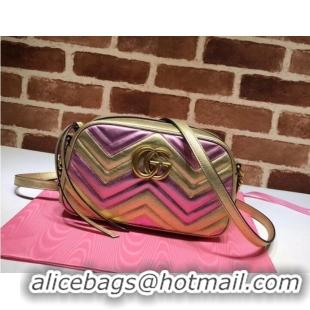 Best Product Gucci GG Marmont small matelasse shoulder bag 447632 Pink&gold