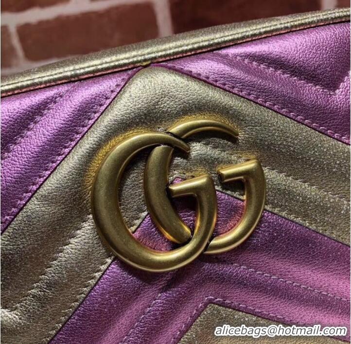 Best Product Gucci GG Marmont small matelasse shoulder bag 447632 Pink&gold