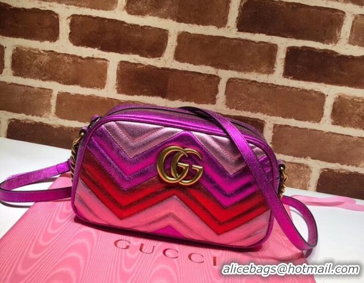 Good Looking Gucci GG Marmont small matelasse shoulder bag 447632 Fuchsia&red&pink