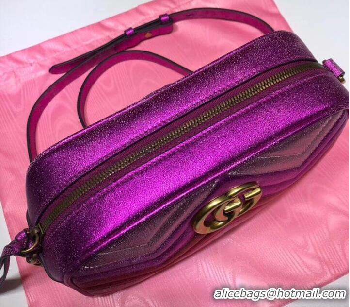 Good Looking Gucci GG Marmont small matelasse shoulder bag 447632 Fuchsia&red&pink