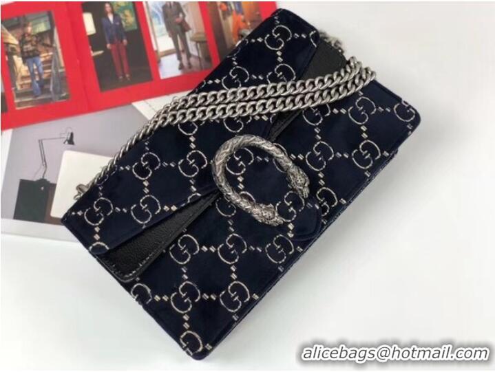 Good Quality Gucci Dionysus GG velvet small shoulder bag 400249 Blue