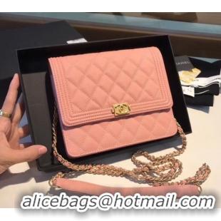 Most Popular Boy chanel clutch with chain A84433 Pink