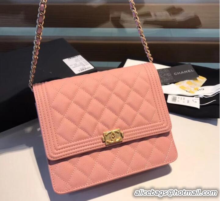 Most Popular Boy chanel clutch with chain A84433 Pink