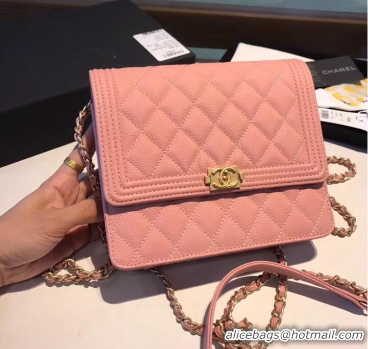 Most Popular Boy chanel clutch with chain A84433 Pink