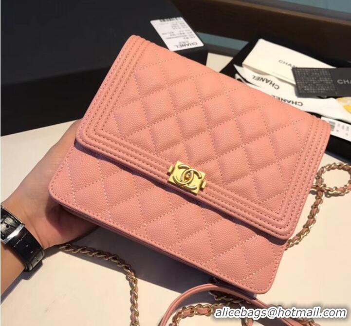 Most Popular Boy chanel clutch with chain A84433 Pink