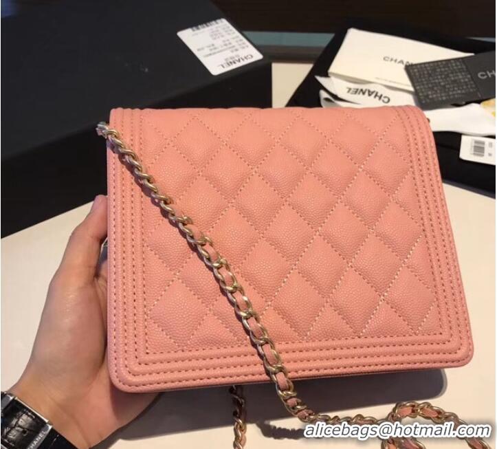 Most Popular Boy chanel clutch with chain A84433 Pink