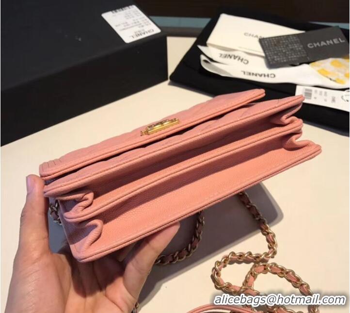 Most Popular Boy chanel clutch with chain A84433 Pink