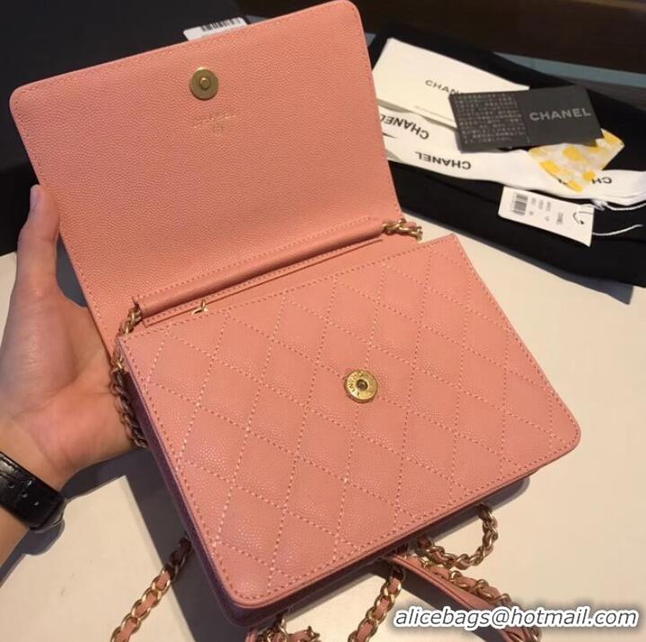 Most Popular Boy chanel clutch with chain A84433 Pink