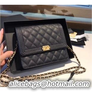 Traditional Discount Boy chanel clutch with chain A84433 black