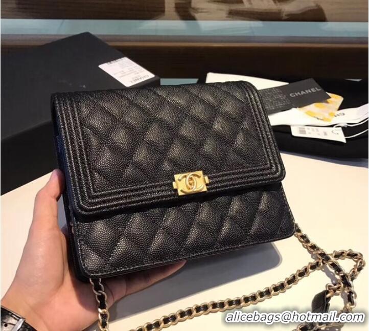 Traditional Discount Boy chanel clutch with chain A84433 black