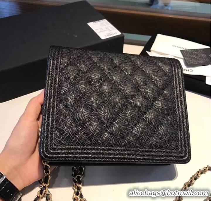 Traditional Discount Boy chanel clutch with chain A84433 black