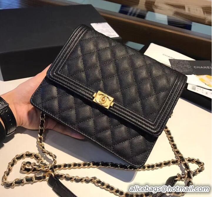 Traditional Discount Boy chanel clutch with chain A84433 black