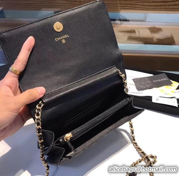 Traditional Discount Boy chanel clutch with chain A84433 black