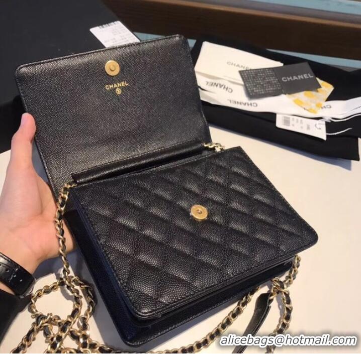 Traditional Discount Boy chanel clutch with chain A84433 black