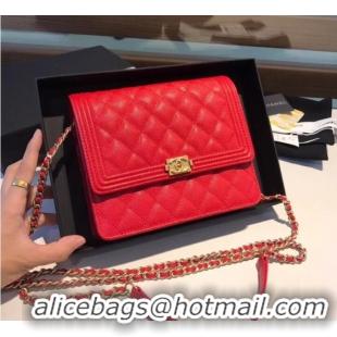 New Style Boy chanel clutch with chain A84433 Red