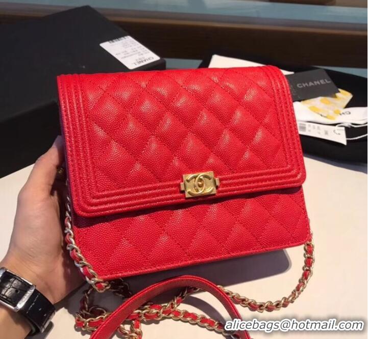 New Style Boy chanel clutch with chain A84433 Red