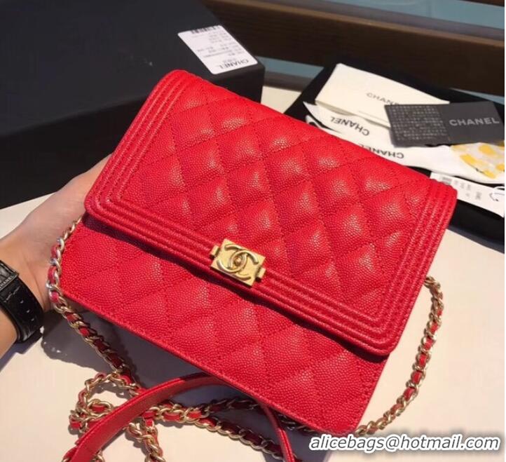 New Style Boy chanel clutch with chain A84433 Red