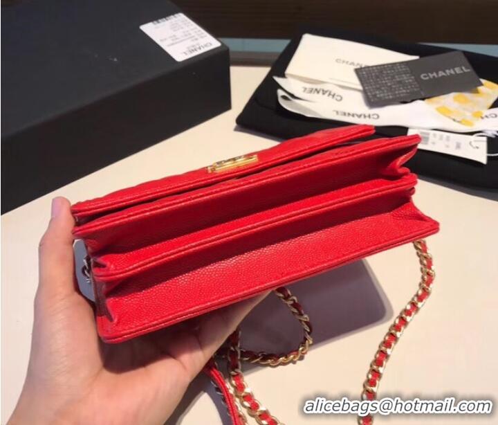 New Style Boy chanel clutch with chain A84433 Red