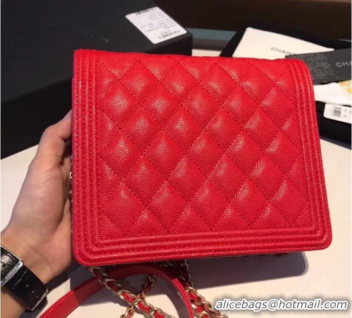 New Style Boy chanel clutch with chain A84433 Red