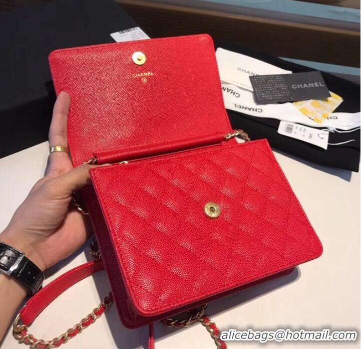 New Style Boy chanel clutch with chain A84433 Red