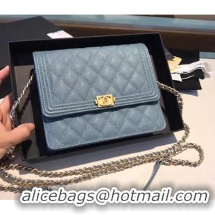 Most Popular Boy chanel clutch with chain A84433 Blue