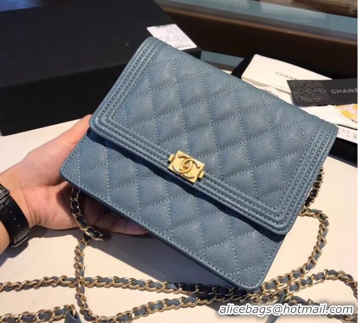 Most Popular Boy chanel clutch with chain A84433 Blue